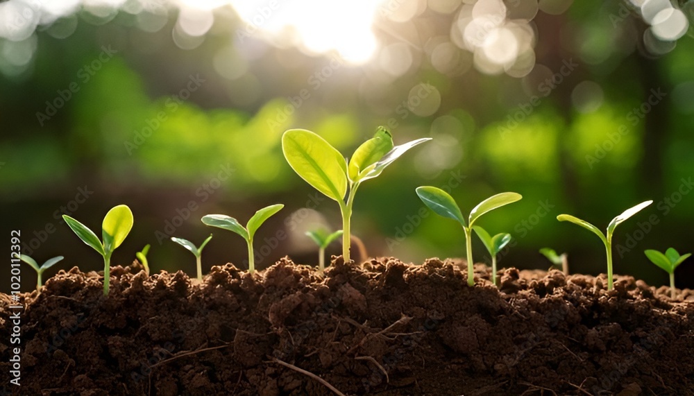 young seedlings growing out of the ground It represents growth and new beginnings. young seedlings growing out of the ground It represents growth and new beginnings.
