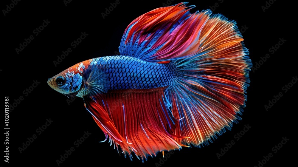 Kampffisch Betta imbellis isoliert auf schwarzem Hintergrund 