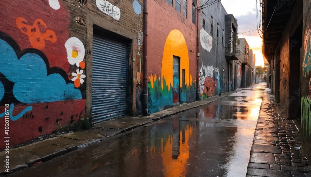 Fototapeta premium alleys with street art