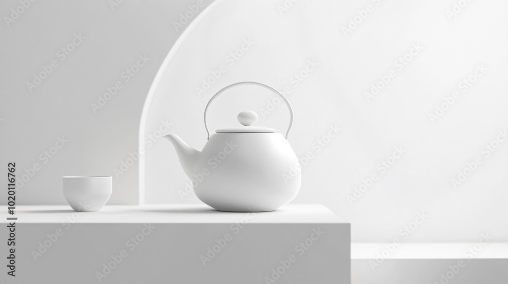 Minimalist 3D White Kettle with Elevated Design Minimalist 3D White Kettle with Elevated Design