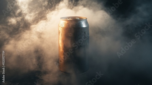 Metallic Soda Can in Smoky Environment photo