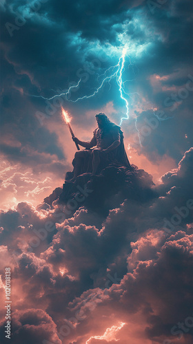 Zeus god of sky and thunder in ancient Greek mythology background