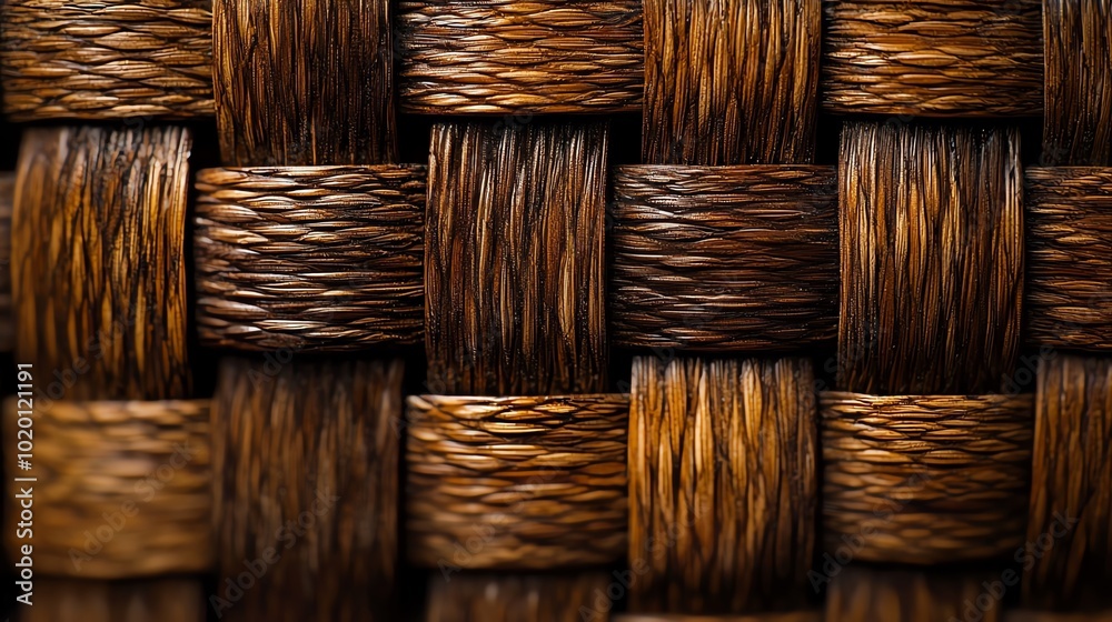Close-up detailed woven texture with brown fibers. Close-up detailed woven texture with brown fibers.
