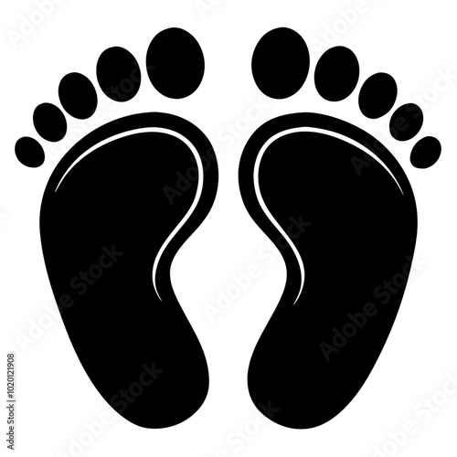 Black footprint silhouette on a minimalist background with copy space for design