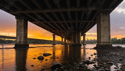 below bridges river side