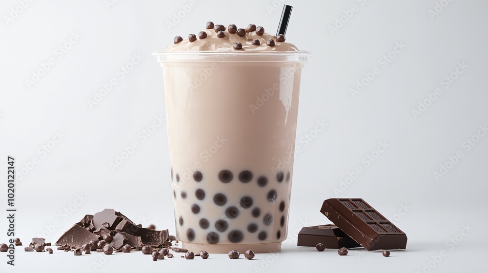 Elegant 3D Visualization of Bubble Tea Drink Elegant 3D Visualization of Bubble Tea Drink