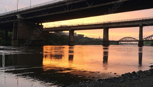 below bridges river side