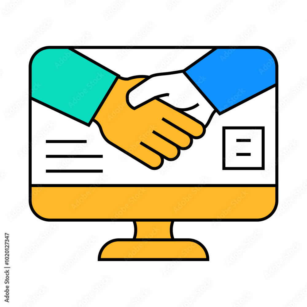 virtual handshake line icon vector. virtual handshake sign. isolated symbol illustration virtual handshake line icon vector. virtual handshake sign. isolated symbol illustration