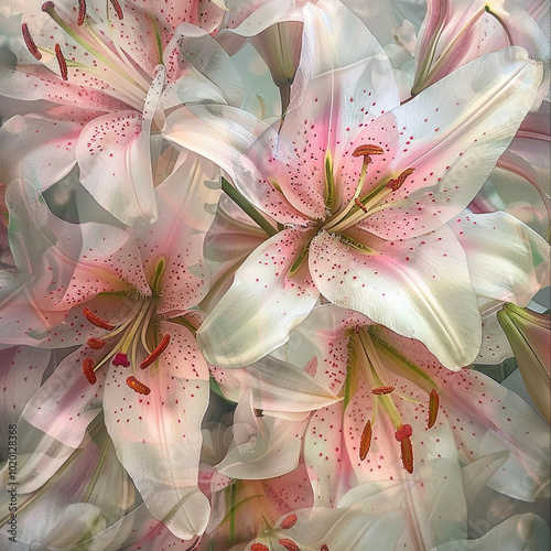 pink lily flowers, Generative AI