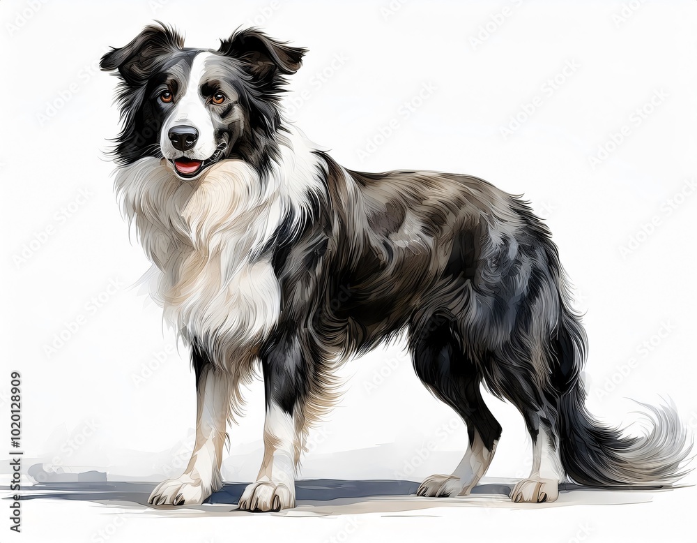 Fototapeta premium Border collie dog standing on white background