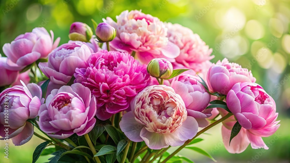 Beautiful bouquet of garden peonies at an angle Beautiful bouquet of garden peonies at an angle