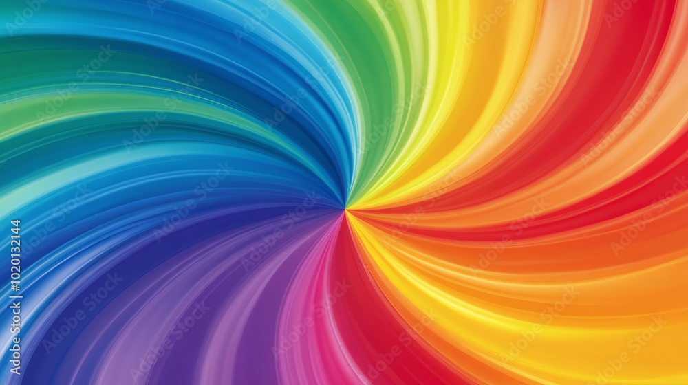A vibrant rainbow-colored swirl, with the center of the image blank for celebration-themed copy