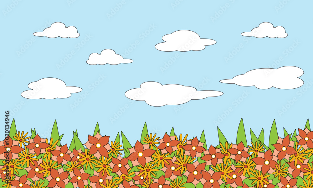 Fototapeta premium beautiful garden landscape vector illustration