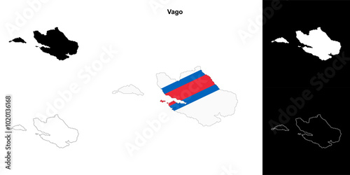 Vago region outline map set photo