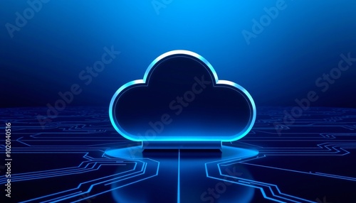 A digital representation of Cloud server computer digital minimalist 3d render background