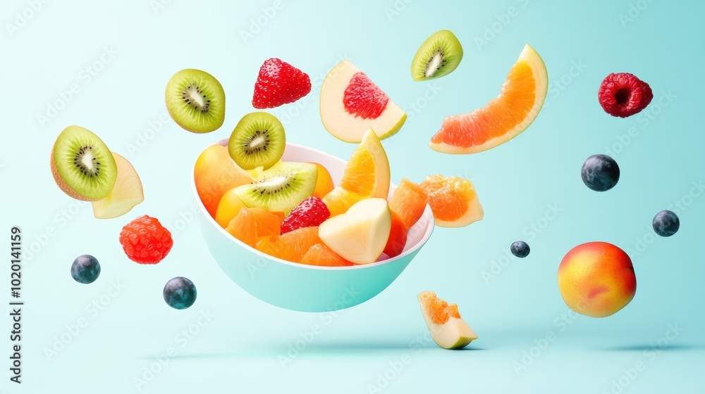A whimsical illustration of a bowl of colorful fruit salad, emphasizing the fresh and vibrant flavors of the dish. A whimsical illustration of a bowl of colorful fruit salad, emphasizing the fresh and vibrant flavors of the dish.
