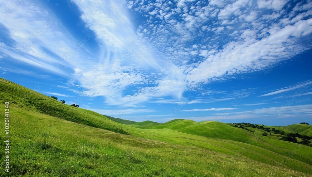 Green, grassy hills, a blue sky with white clouds - a perfect desktop wallpaper for Windows XP. Nature backdrop, summer vibe, looking out from inside Green, grassy hills, a blue sky with white clouds - a perfect desktop wallpaper for Windows XP. Nature backdrop, summer vibe, looking out from inside