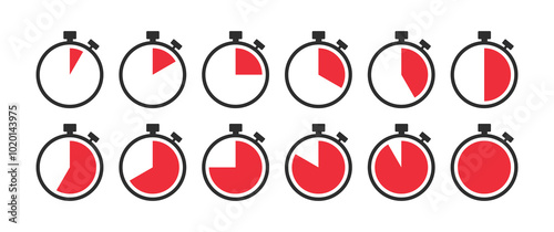 stopwatch icon set flat design