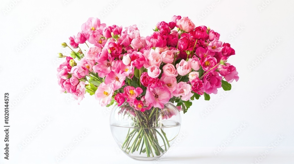 Heart-shaped arrangement of pink flowers in a vase, petals forming a perfect heart Heart-shaped arrangement of pink flowers in a vase, petals forming a perfect heart