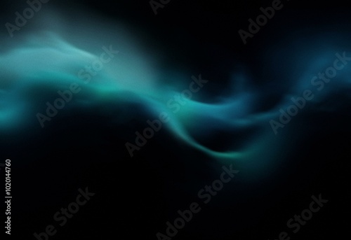 Abstract, grainy design with a gradient of blue and green hues against a black background.