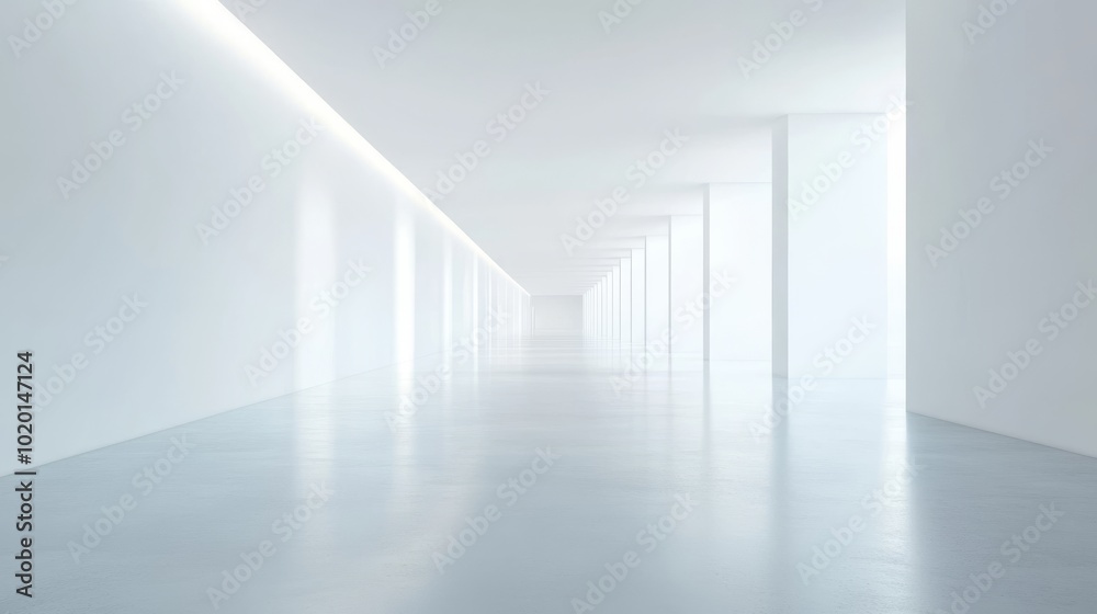 Fototapeta premium Bright empty white space with smooth lighting,