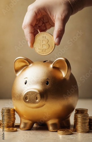 piggy bank and coins