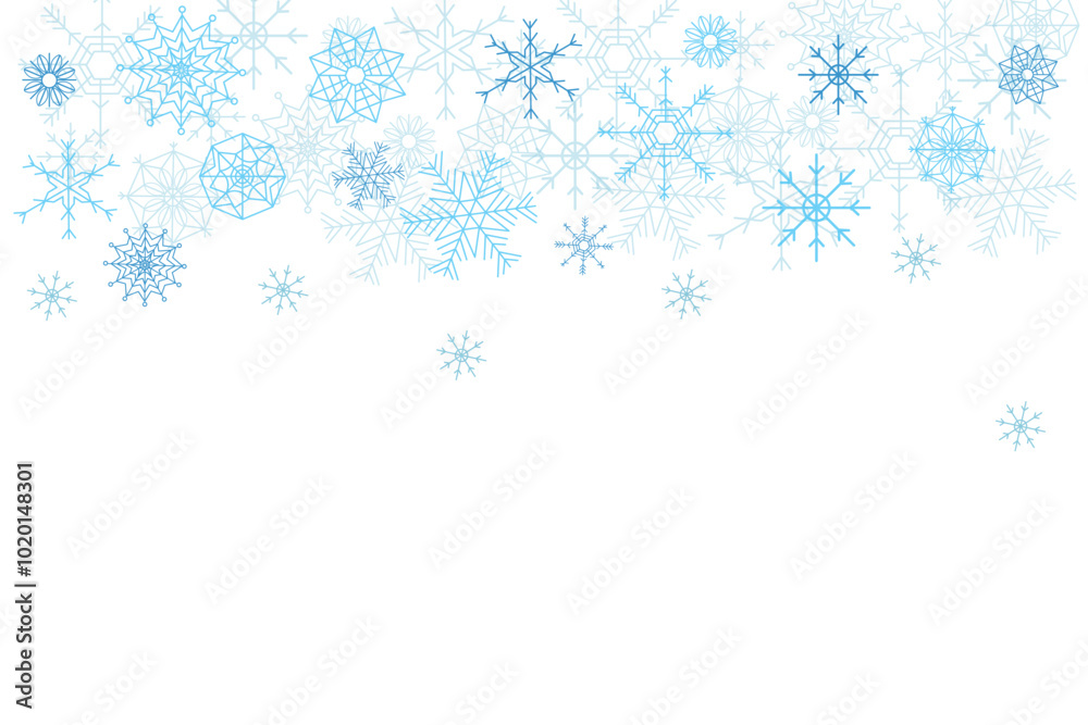Flat vector illustration of Christmas snowflakes for winter season. Snowflake background. White snow is flying on white background. Flat vector illustration of Christmas snowflakes for winter season. Snowflake background. White snow is flying on white background.
