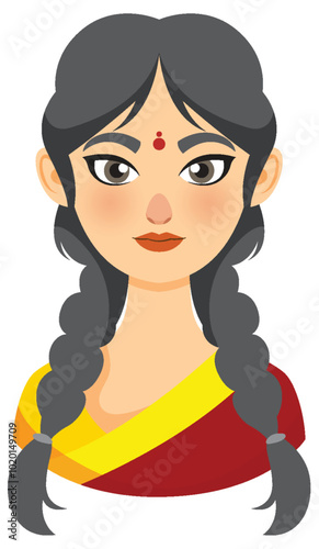 Traditional Indian Woman Illustration