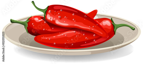 Red Chili Peppers on Plate