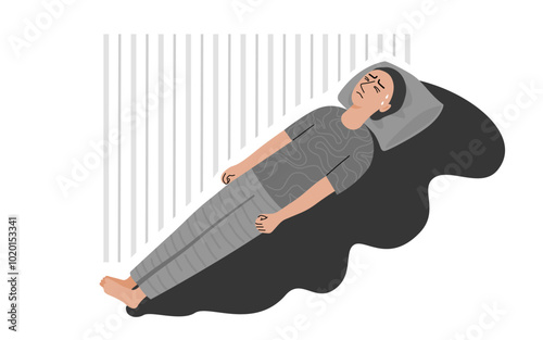 The man is sleeping and having a nightmare in sleep Paralysis concept.