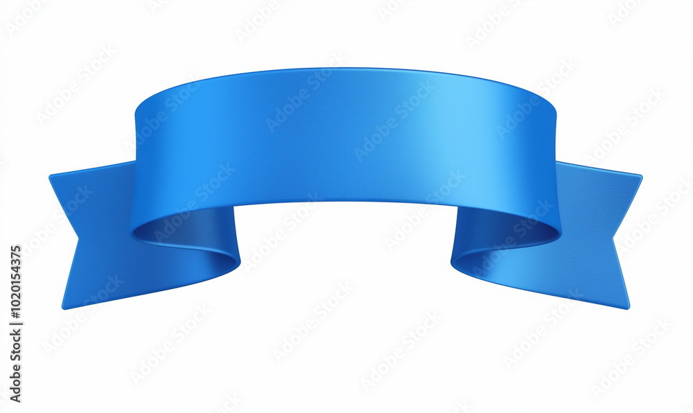3D icon banner design in the shape of blue ribbon with text space.