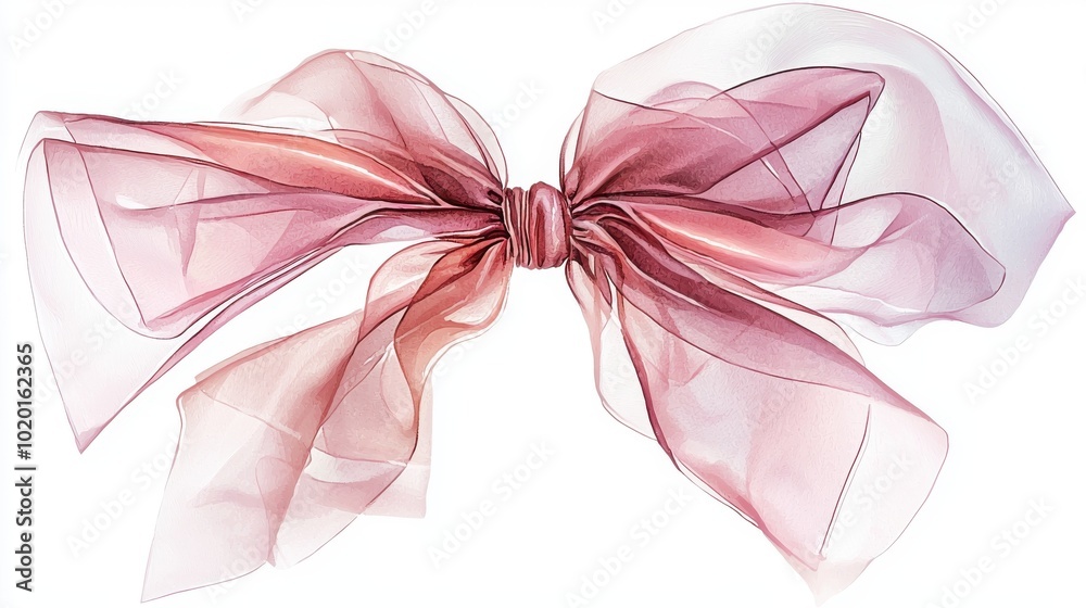 Elegant sheer ribbon bow in soft pink tones, perfect for gifts, decorations, or fashion embellishments. Elegant sheer ribbon bow in soft pink tones, perfect for gifts, decorations, or fashion embellishments.