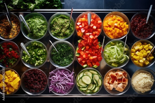 Fresh Vegetable and Fruit Salad Bar Setup