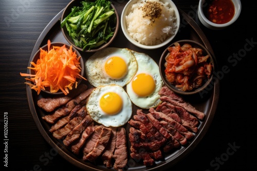 Delicious Spread of Asian Cuisine on a Wooden Table