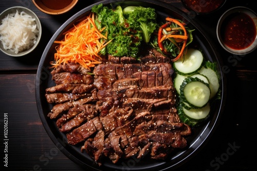 Deliciously Grilled Beef Platter with Fresh Vegetables