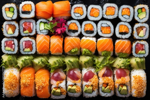 Colorful Sushi Platter with Fresh Ingredients