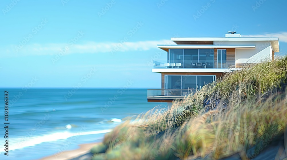 Modern Beach House Perched on a Sandy Cliff Overlooking the Ocean Modern Beach House Perched on a Sandy Cliff Overlooking the Ocean