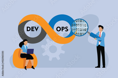 DevOps Team Collaboration and Continuous Integration 2d flat vector illustration