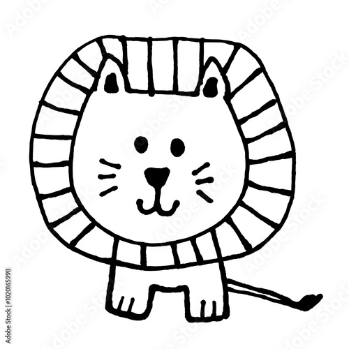 Cute lion doodle cartoon drawing  photo