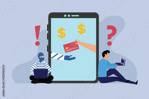 Cybersecurity and Online Payment Fraud Prevention 2d flat vector illustration