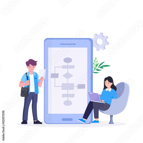 workflow diagram or model design, flowchart to get result Illustration.