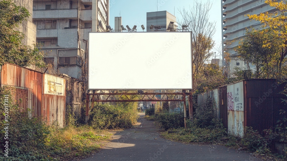 Obraz premium Large billboard with a white screen placed in a modern urban setting, featuring plenty of room for copy space.