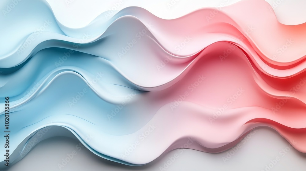 Fototapeta premium Abstract 3D Wavy Background with Blue and Pink Gradient Colors