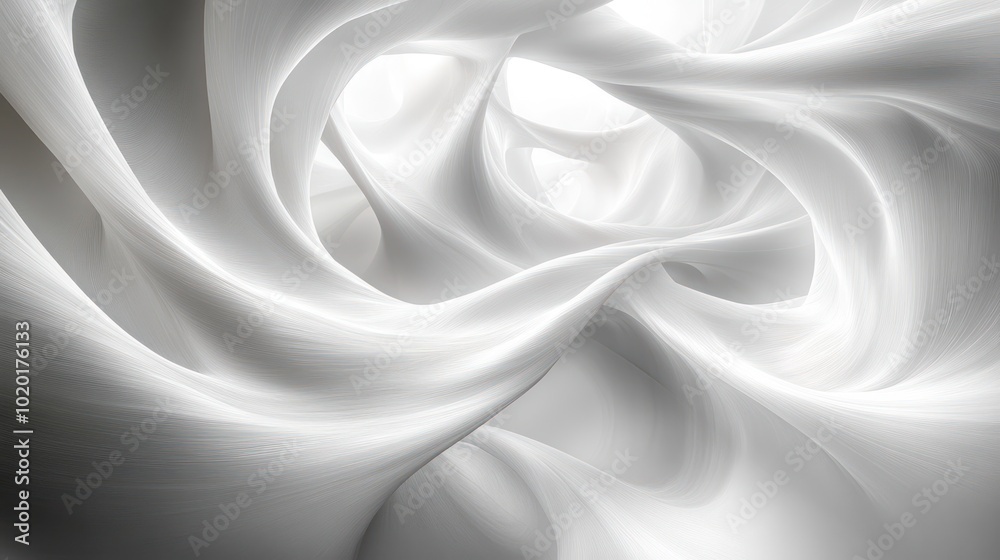 Obraz premium Abstract swirling white fabric creating a smooth, flowing texture.