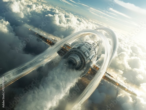 Visualize the impact of large-scale geoengineering projects through a unique and thought-provoking design Utilize a tilted angle view to symbolize the upheaval and disruption caused by these