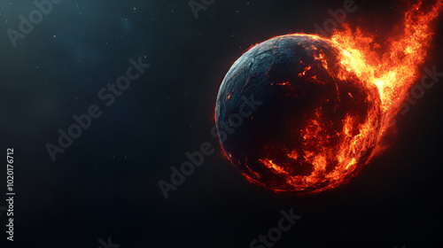 burning planet. High quality digital space art creative copy space concept