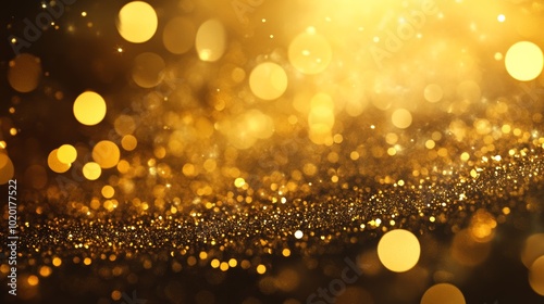 Festive Gold Texture for Christmas Background with Glittering Lights