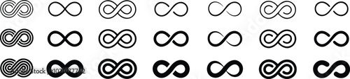 Infinity icon set. Infinity, eternity, infinite, endless, loop symbols. Unlimited infinity collection icons flat style - stock vector