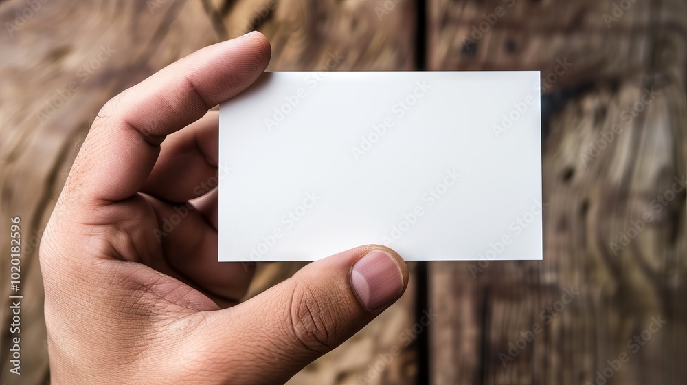High-resolution close-up of a professional businessman’s hand presenting a blank white business card for networking and corporate meetings High-resolution close-up of a professional businessman’s hand presenting a blank white business card for networking and corporate meetings