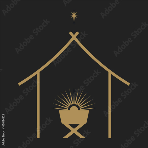  Christmas scene of baby Jesus